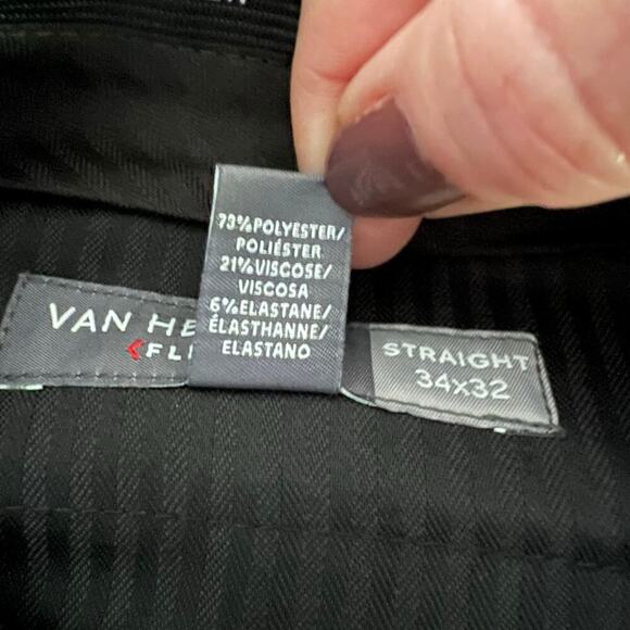Van Heusen NWT Men's Black Dress Straight‎ Pants Size 34x32 - Picture 7 of 7